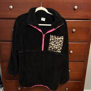 Black Teddy Jacket with Pink Accents